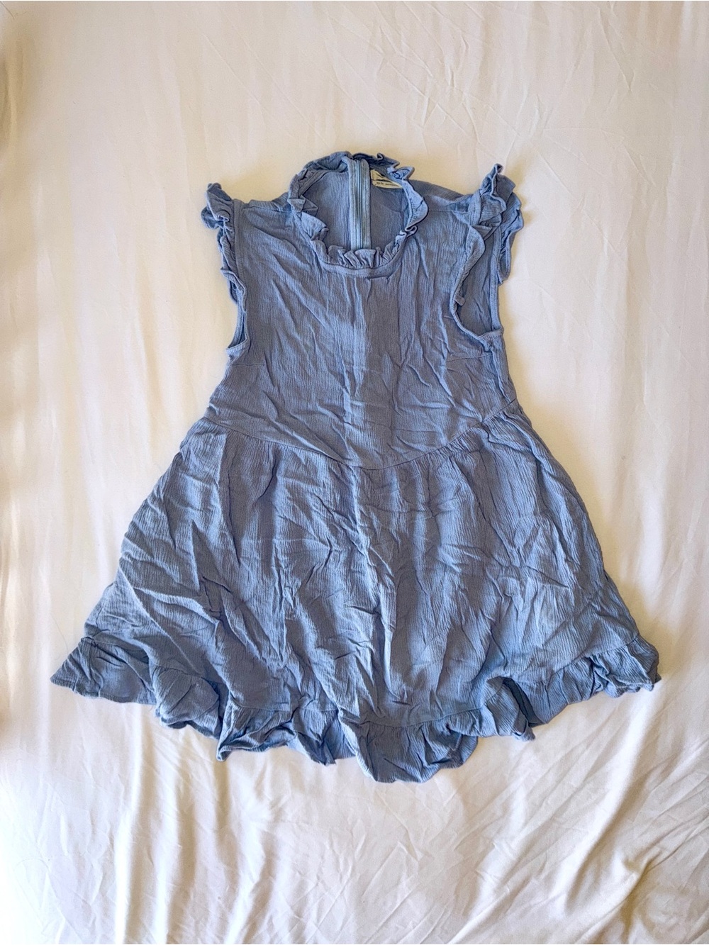 Urban Outfitters Light Blue Ruffle-Trim Tunic